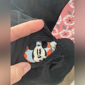 Free People Black Jeans with Mickey Mouse Patch
